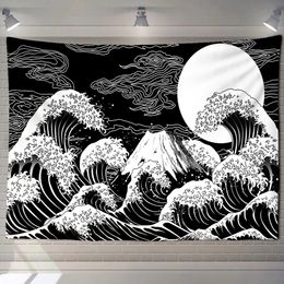 Japan Kanagawa wave printing tapestry totem wall hanging tapestry Bohemian bedspread yoga mat blanket home decoration