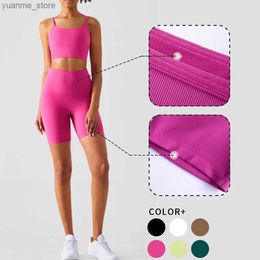 Yoga Outfits WISRUNING Ribbed Bicycles for Fitness Yoga Leggings Running Shorts for Women Sports Push Up Tights Workout Sportswear Gym Outfit Y240410