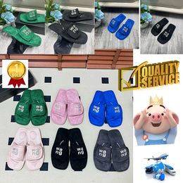 2024 Top Quality Slippers Designer Sandals Luxury Women Velvet material rhinestone Velcro tape GAI party Soft Room Platform Slip-On Size 35-42 offical slider