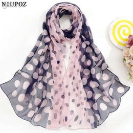 Scarves Hot Fashion Women Foulard Bandana Dot Scarf Chiffon Georgette Long Shawl Summer Scarf Sunscreen Elegant 240410