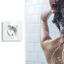 BSEED EU Standard Waterproof Sockets 16A Electric Wall Socket Outdoor Single Crystal Bathroom Double Outlet Triple Cover Sockets