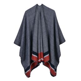 New Plaid Stripes Ponchos and Capes Women's Shawl Cloak Warm Autumn Cloak Long Design Throw Blanket