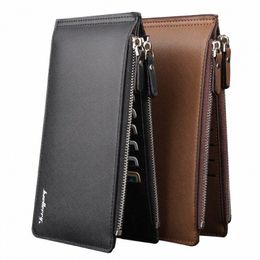 men Wallet Card Holder Coin Purse Slim Leather Vertical Pocket Credit Card Organiser with Zipper Small Retro Busin Mey Clip i8v1#