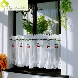 American Flower Lace Window Screen Half Curtain For Kitchen Sheer Voile Window Valance Cafe Short Curtain Cabinet Door Cheap