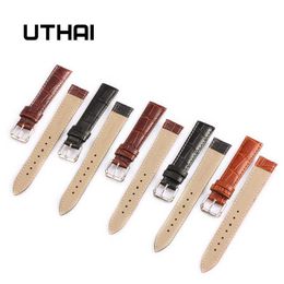 Watch Bands UTHAI Z08 Watch Band Genuine Leather Straps 10-24mm Watch Accessories High Quality Brown Colors WatchbandsL2404