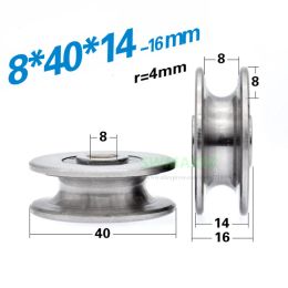 1pcs 8*40*14mm U grooved concave wheel bearing wheel/crane/pulley/guide wheel, for 8 mm diameter wire rope/guide rail