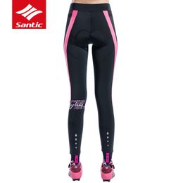 Santic Women 4D Padded Bicycle Cycling Pants Pro fit Breathable Quick Dry MTB Road Bike Tights Outdoor Sport Ladies Riding Pants