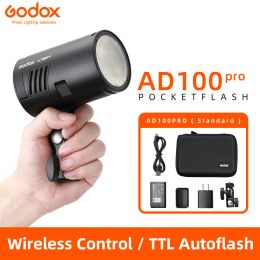 Mount Godox Ad100pro 100ws Ttl 2.4g Hss 1/8000s Pocket Flash Light with 7.2v/2600mah Lithium Battery 360 Full Power Flashes 0.011.5s