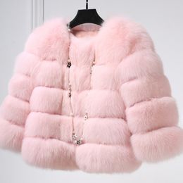 New Winter Girls Faux Fur Coat Elegant Baby Girls Fox Fur Jackets And Coats Warm Parka Kids Outerwear Clothes Thick Girls Coat