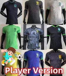 22 23 24 Player Version BrazilS soccer jerseys MARCELO PELE PAQUETA NERES COUTINHO FIRMINO JESUS VINI JR BrasilS football shirt kids kit Men uniform8899