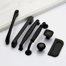 Black Handles for Furniture Cabinet Knobs and Kitchen Drawer Pulls Cupboard Aluminium Alloy