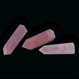 40-90mm Raw Natural Pink Rose Quartz Crystal Point Wand Hexagonal Obelisk Healing Treatment Stone Energy Mineral Rock Home Decor