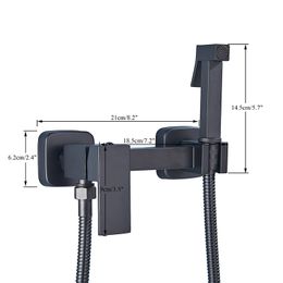 Rozin Matte Black Bidet Faucet Wall Mounted Bathroom Bidet For Toilet and Shower Cold Hot Water Mixer Bidet Toilet Washer Faucet