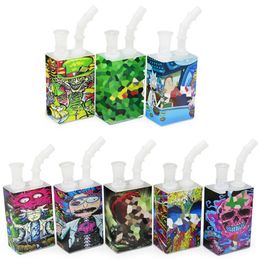 7.0inch Mini Hookahs Hitman Glass Bongs Cute Box Dab Rigs Small Bong Recycler Bubbler Glass Water Pipes with glass bowl