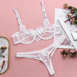 Bras Sets Lace Lingerie Set Women Seamless Underwear With Steel Ring Bra Sexy Three Point 2pcs Nightwear Porno Ropa