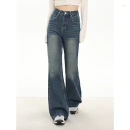 Women's Jeans Korean BlueHigh Waisted Wide Flare Leg Pants Y2K Bell Bottom 2024 Autumn Winter Retro Straight Cylinder Loose