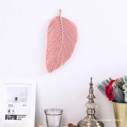 Chic Colourful Macrame Wall Hanging Hand-woven Tapestry Leaf Feathered Bohemian Style Boho Decor For Home Kids Room Decoration