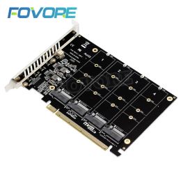 Cards NEW NVME Raid Card PCI Express 4.0 X16 to 4 Port NVME Expansion Card Adapter 4x 32Gbps M.2 NVME SSD M Key PCIE Split Card Riser