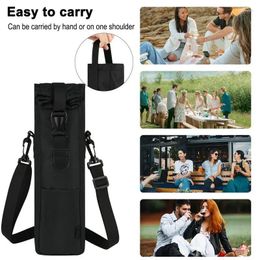 Storage Bags Bottle Carrier BagWaterproof Insulated Outdoor Tote Bag Black With Shoulder Strap Heat Resistant For