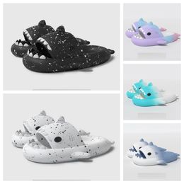 Designer Quality shoes sandal Summer Shark Slippers Shark Slides black withe Thick Soled Shoes men women Kids flat sandals Gradient Flip Flops