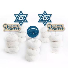 Happy Passover Dessert Cupcake Toppers Pesach Jewish Holiday Party Clear Treat Picks -set of 24