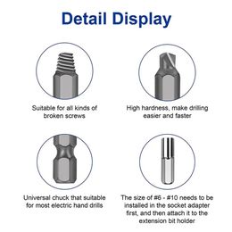 Damaged Screw Extractor Remover Drill Bit Set Disassemble Screws Bolt Stud Slip Teeth Demolish Stripped Broken Remover Tools