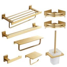 Bathroom Accessories Set Bathroom Tool Sets Brushed Gold Bathroom Shelf Towel Rack Towel Hanger Paper holder Toilet Brush Holder