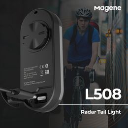 Magene Radar Bike Tail Light L508 Bicycle Rear Brake Sensing Lamp Saddle Seatpost ChargingEbike Waterproof LED Cycling Taillight