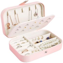 Protable PU Leather Jewelry Box Necklace Ring Earrings Storage Organizer Holder Cosmetics Beauty Accessories Display Case for Wome3164