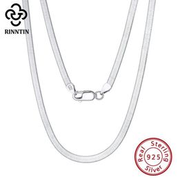 Chains Rinntin 925 Sterling Silver Unique Solid 3mm Flexible Flat Herringbone Neck Chain For Women Men Punk Blade Necklace Jewelry8614339