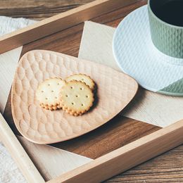 Small Wooden Plate Triangle Square Wood Plate Fruit Dessert Cake Serving Tray Snack Plate Sushi Dish Tableware Wooden Utensils