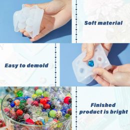 Crystal Round Ball Silicone Mould 6 Even Sphere Beads Universe Spheroid Moulds For DIY Necklace Bracelet UV Resin Jewellery Making