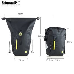 Rhinowalk 25L Waterproof Bike Bag MTB Road Bike Bicycle Rear Rack Pannier Bag Cycling Rear Seat Bag Shoulder Bag Bike Accessorie
