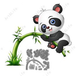 Cute Panda Hot New Metal Cutting Dies Bamboo Stencils for Making Scrapbooking Papper Card Album Birthday Card Embossing Cut Die