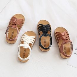 Kids Rome Sandals Summer Girls Shoes Children Boys Weave Pu Leather Cutout Comfortable Rubber Beach Sandals Toddler Kids Shoe