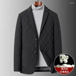 Men's Suits Fashion Business Gentleman Mulberry Silk Cotton Coat Trend Casual Slim-fit Korean Version Officiating Wedding Blazer