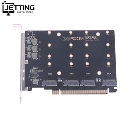 Cards 4 Port M.2 NVMe NGFF SSD to PCIe 4.0 5.0 x16 Split Extended Add On Cards Adapter Card Hard Drive Converter Reader Expansion Card