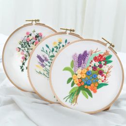 Bouquet 3D Embroidery Kits DIY Handcraft Materials Package Embroidery Hoop Beginner Embroidery Supplies Sewing Decor Paintings