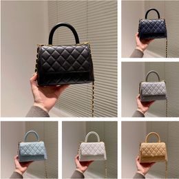 202SsW bags Classic Mini Flap Caviar Top handle Totes Bags Calfskin Real Leather Multi Pochette Gold Metal Hardware Matelasse Chain Crossbody 19cm