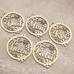 Personalised Name Ornaments, Laser Cut Snowflakes For Christmas Tree, Custom Xmas Baubles Set, Wooden Hanging Decorations Gift