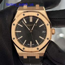 Hot AP Wrist Watch Royal Oak Series 15510OR.OO.D002CR.02 Rose Gold Black Face Mens Fashion Leisure Business Watch