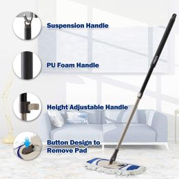 Eyliden Flat Mop Microfiber Mops for Floor Cleaning with Extendable Adjustable Handle and 2 Washable Mops Pads for Floor Clean