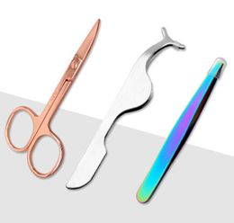 YioWio Stainless Steel Eyelashes Eyebrow Tweezers Clip Curler Scissors Set Eyelash Wearing Remove Assistance Tool Eye Makeup Beaut1845690