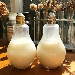 Creative Summer Bulb Water Bottle Cute Brief Fashion Cute Milk Juice Light Bulb Leak-proof Cute WaterBottle Portable Bottles 240409