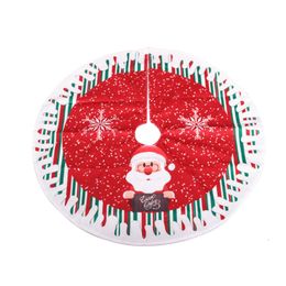 Round Elk Santa Claus Snowman Print Xmas Tree Skirt Cover Floor Carpet Christmas Tree Decor