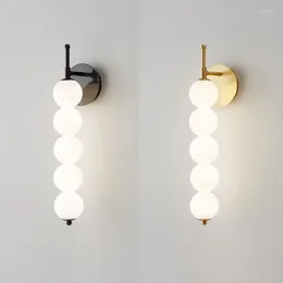 Wall Lamps White Glass Bedside LED Lamp Copper Gold Black El Lighting