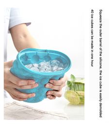 Silicone Beer Whiskey Freeze Ice Bucket Maker Fast Cold Portable Bucket Wine Ice Cooler Cabinet Space Saving Kitchen Tools