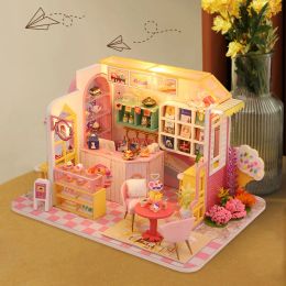 Doll House Accessories With Furniture Model Casa Wooden Dollhouse Kits Miniatures Children For Toys Birthday Christmas Gifts