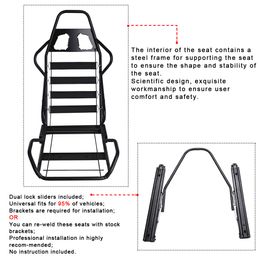 R-EP Universal Racing Seat for Tuning Sport Car Simulator Bucket Seats Adjustable Black PVC Leather XH-1041-BK
