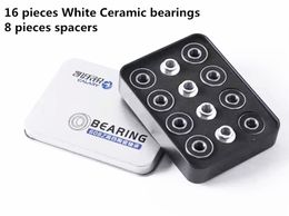 Original CALARY ZrO2 White Ceramic Bearings for Inline Roller Speed Skating 608 Bearing 7-balls Dual Covers Spacer Bushing 16+8